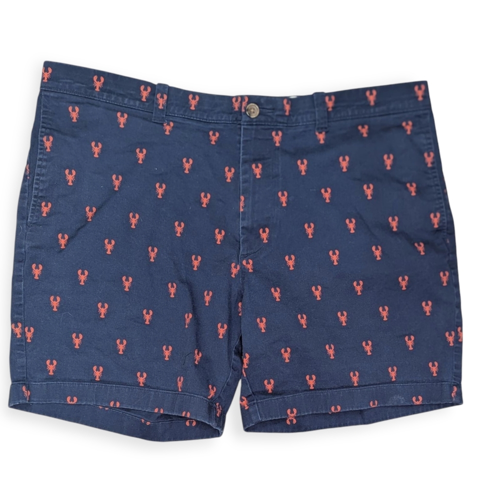 J. Crew Navy Blue Shorts Red Lobsters Men’s 38 7" Inch Inseam Golf Summer Preppy